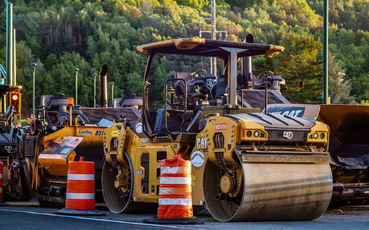 Road rollers ready for asphalt compaction work